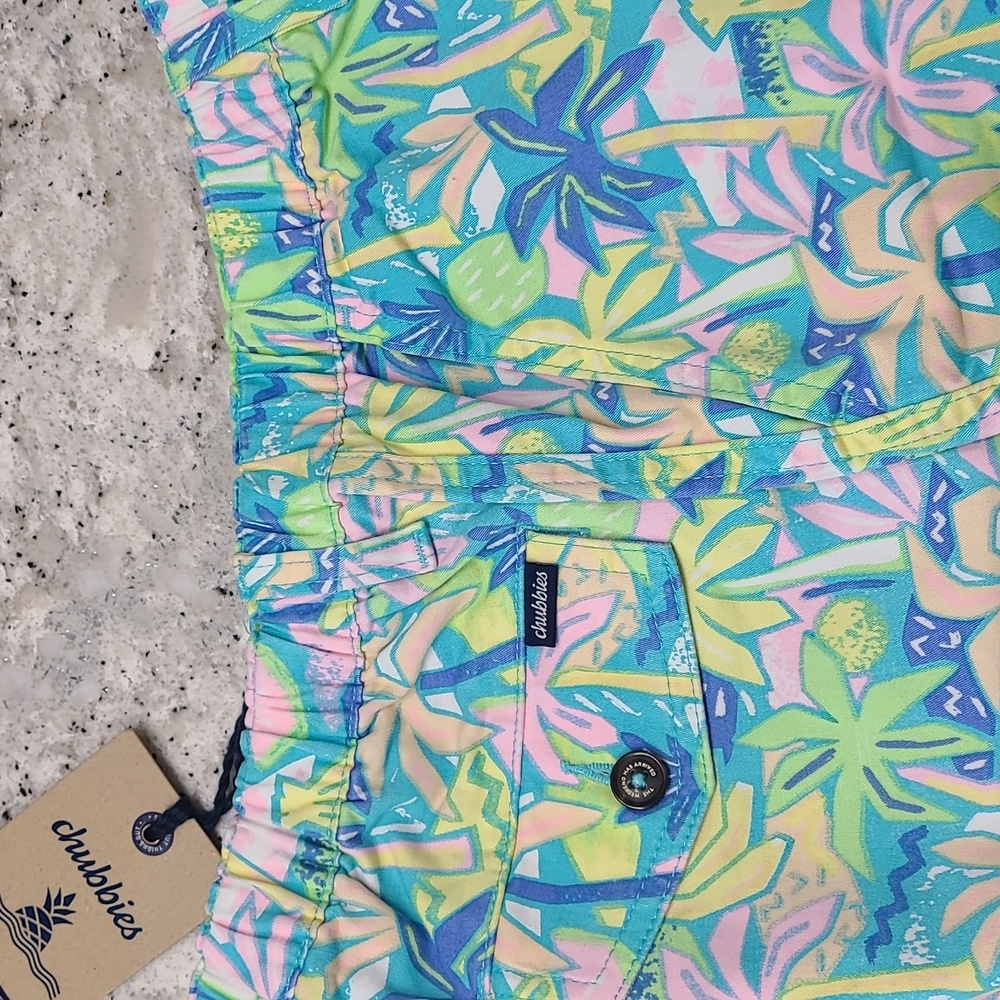 Chubbies Original Stretch Twill Shorts Light Blue and Yellow Patterned - Picture 11 of 13